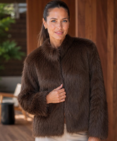 Comprar jaqueta feminina pelo sintético felpudo manga longa casaco felpudo feminino inverno barato promoção Anellimn