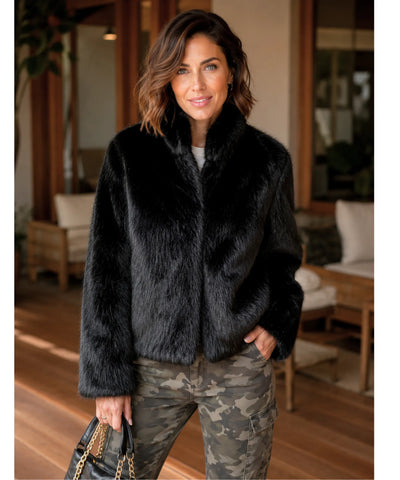 Comprar jaqueta feminina pelo sintético felpudo manga longa casaco felpudo feminino inverno barato promoção Anellimn