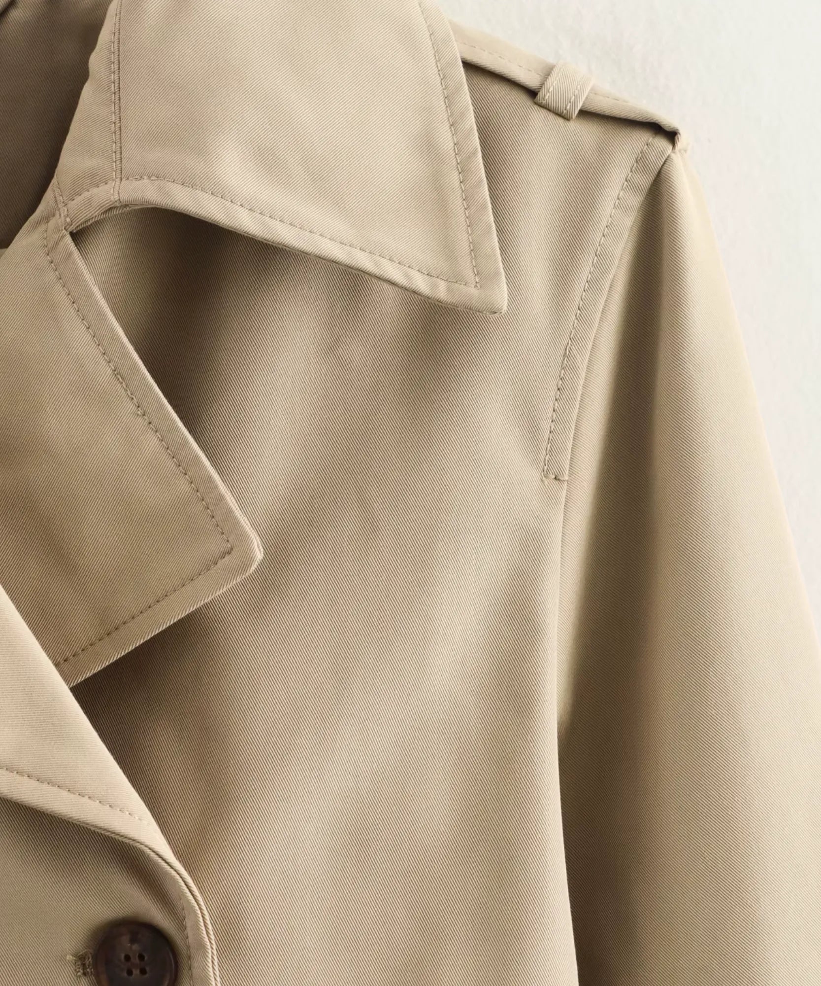 Comprar jaqueta feminina trench coat curta dupla fileira botões punho fivela forro inverno barato em promoção Anellimn