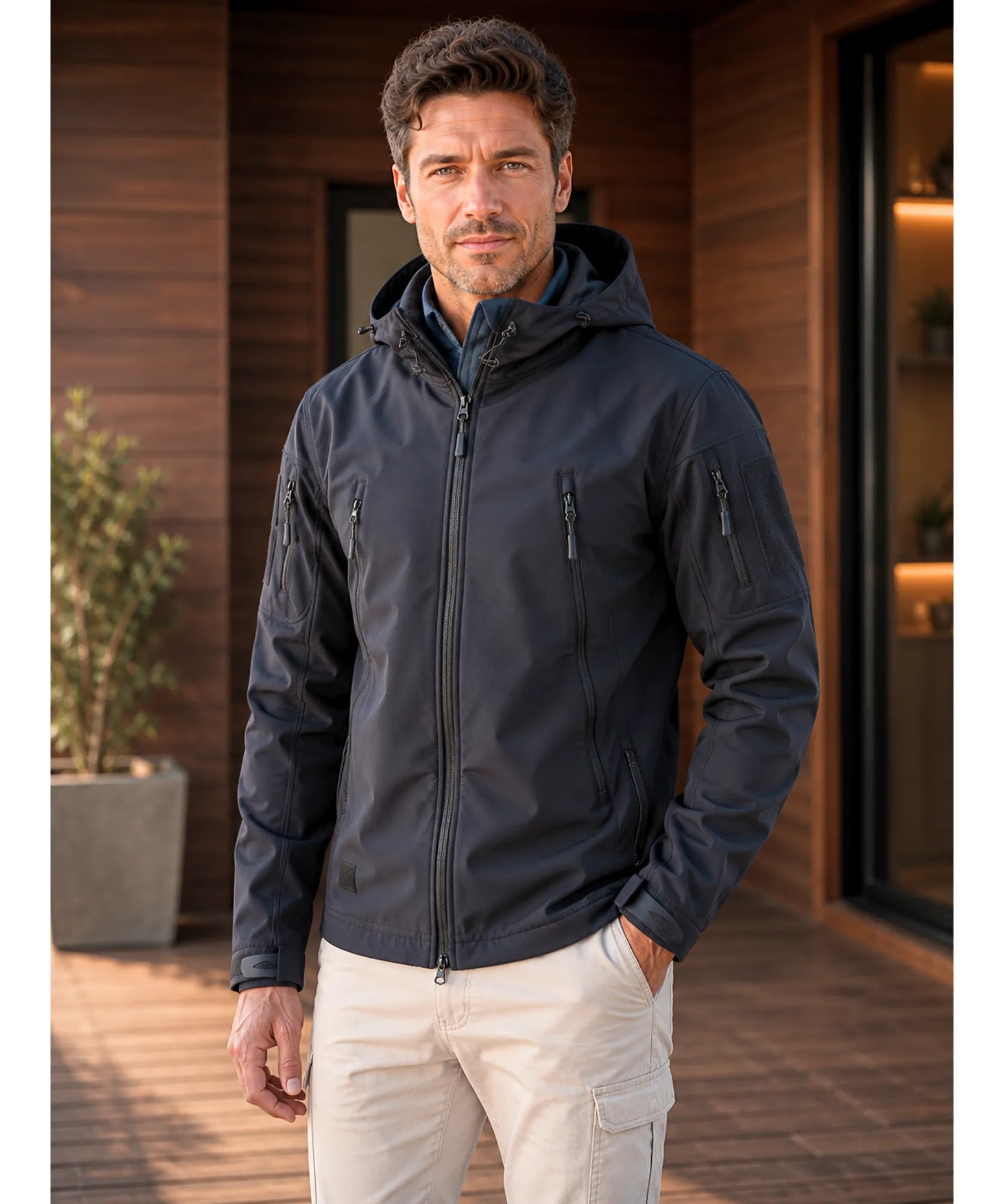 Comprar jaqueta impermeável masculina capuz tática corta vento resistente inverno bolsos em promoção frete grátis ZARA