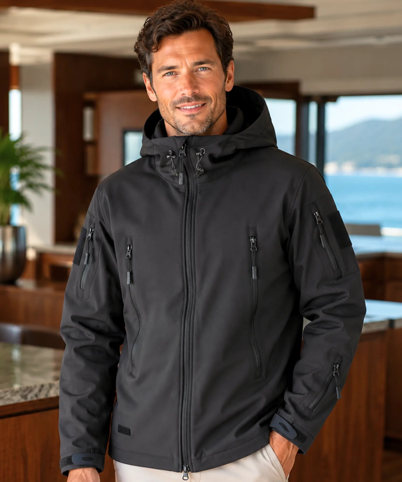 Comprar jaqueta impermeável masculina capuz tática corta vento resistente inverno bolsos em promoção frete grátis ZARA