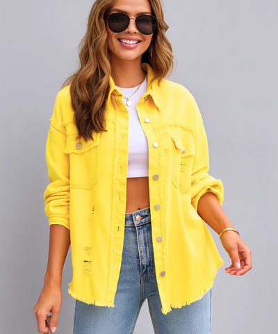 Jaqueta Jeans Feminina Destroyed Oversized Urbana | Zamba