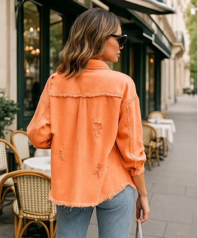 Jaqueta Jeans Feminina Destroyed Oversized Urbana | Zamba