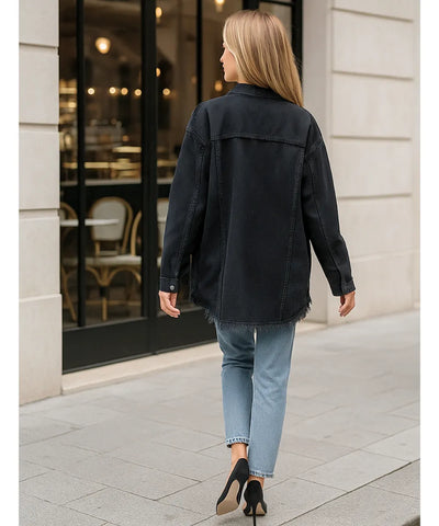 Jaqueta Jeans Feminina Destroyed Oversized Urbana | Zamba