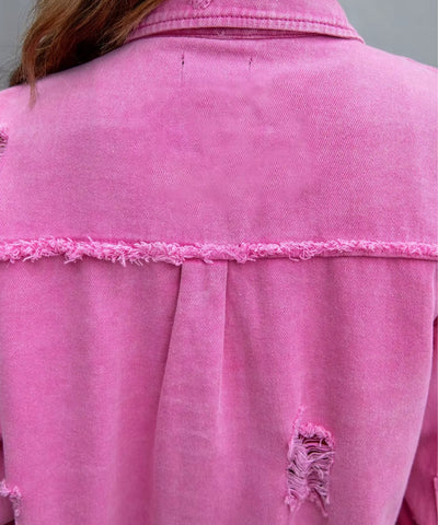 Jaqueta Jeans Feminina Destroyed Oversized Urbana | Zamba