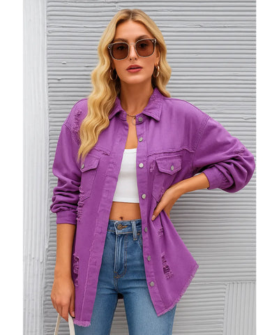 Jaqueta Jeans Feminina Destroyed Oversized Urbana | Zamba