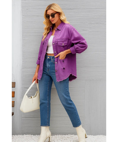 Jaqueta Jeans Feminina Destroyed Oversized Urbana | Zamba
