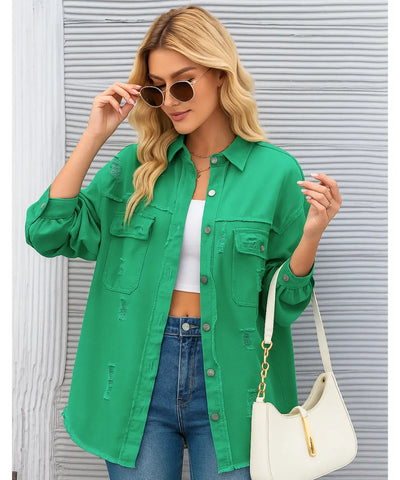 Jaqueta Jeans Feminina Destroyed Oversized Urbana | Zamba
