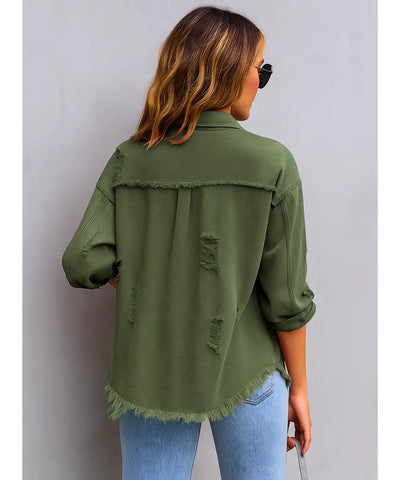 Jaqueta Jeans Feminina Destroyed Oversized Urbana | Zamba
