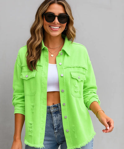 Jaqueta Jeans Feminina Destroyed Oversized Urbana | Zamba