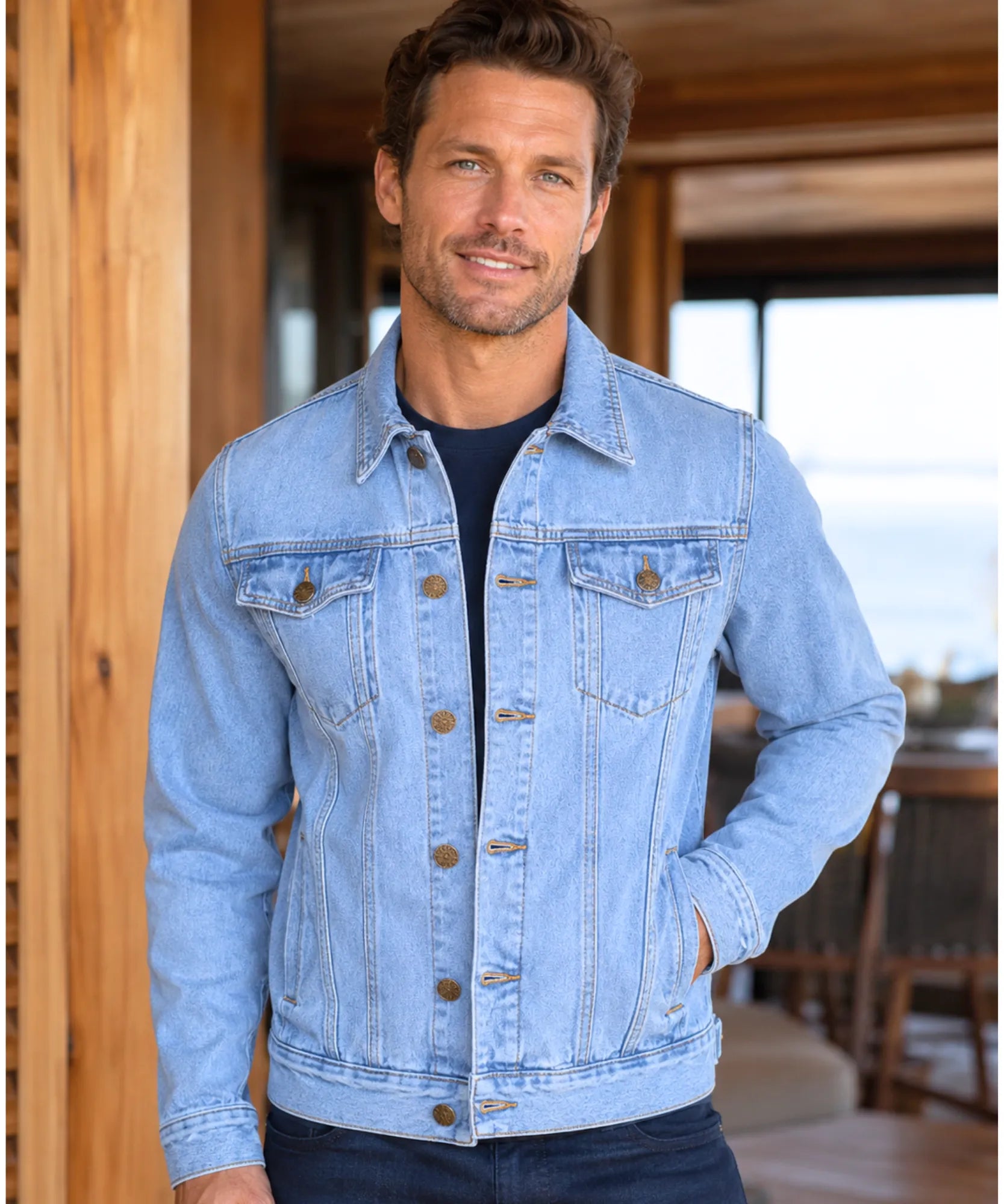 Comprar jaqueta jeans masculina casual premium clássica urbana vintage barato em promoção ZARA