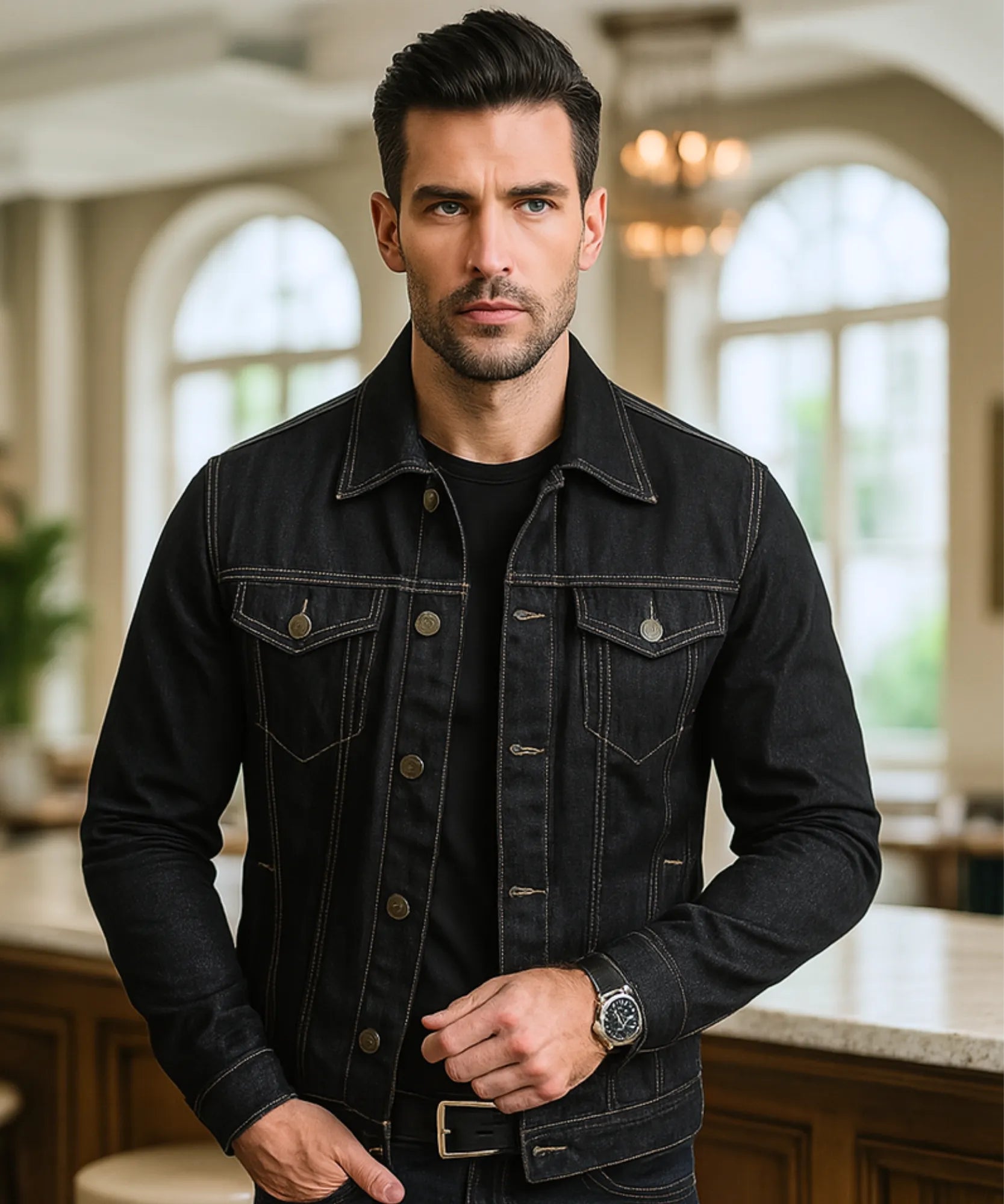 Comprar jaqueta jeans masculina PRETA  casual premium clássica urbana vintage barato em promoção ZARA
