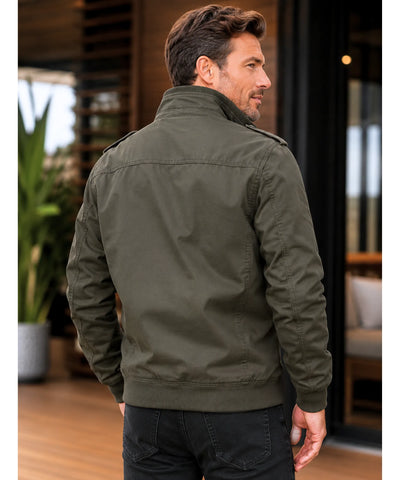Comprar jaqueta masculina algodão estilo militar bomber gola alta múltiplos bolsos zíper inverno barata em promoção Anellimn