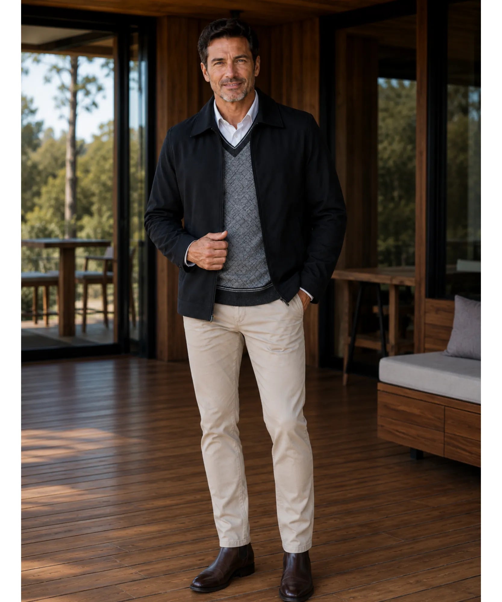 Comprar jaqueta masculina corta vento forrada térmica com zíper gola alta inverno executivo barato em promoção ANELLIMN