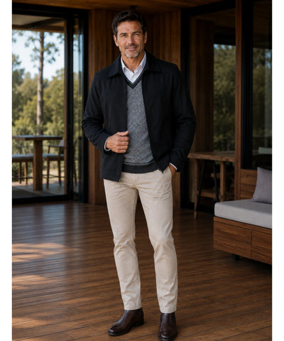 Comprar jaqueta masculina corta vento forrada térmica com zíper gola alta inverno executivo barato em promoção ANELLIMN