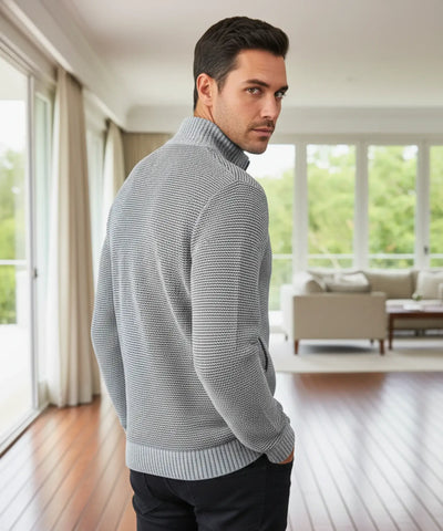 Comprar jaqueta masculina tricot matelassê zíper forro acolchoado quente confortável inverno casual barata ou em promoção