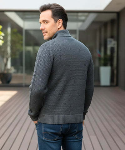 Comprar jaqueta masculina tricot matelassê zíper forro acolchoado quente confortável inverno casual barata ou em promoção