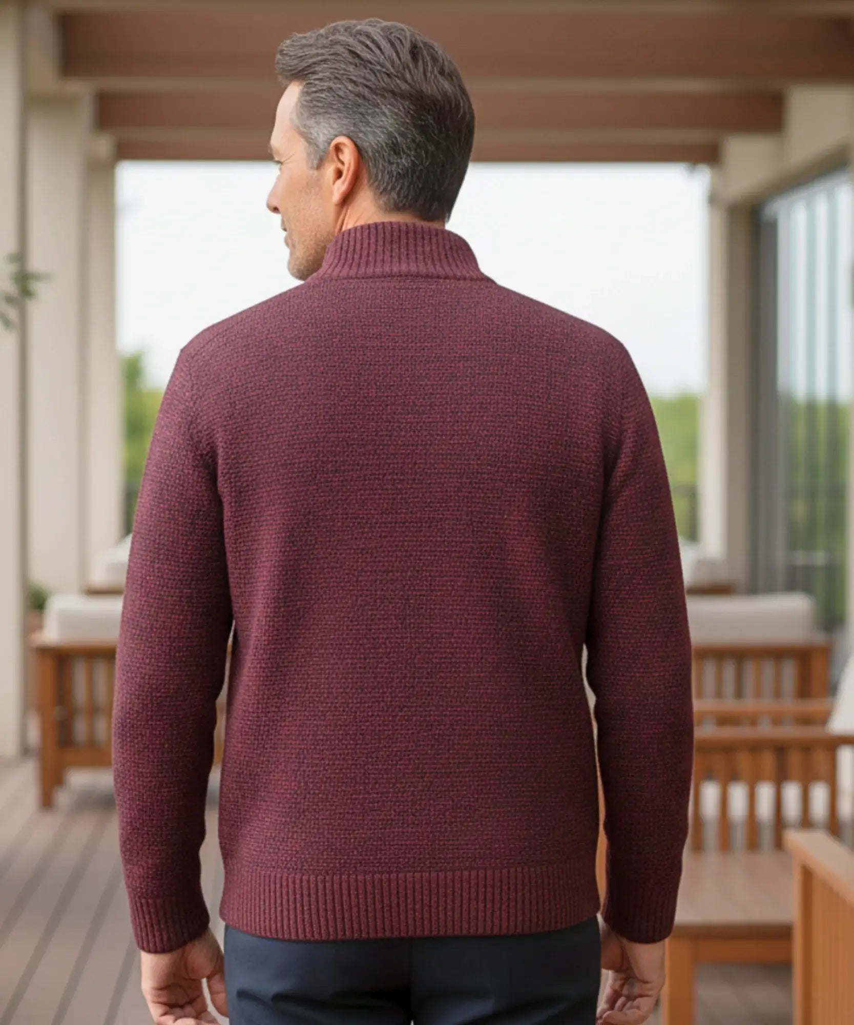 Comprar jaqueta masculina tricot matelassê zíper forro acolchoado quente confortável inverno casual barata ou em promoção