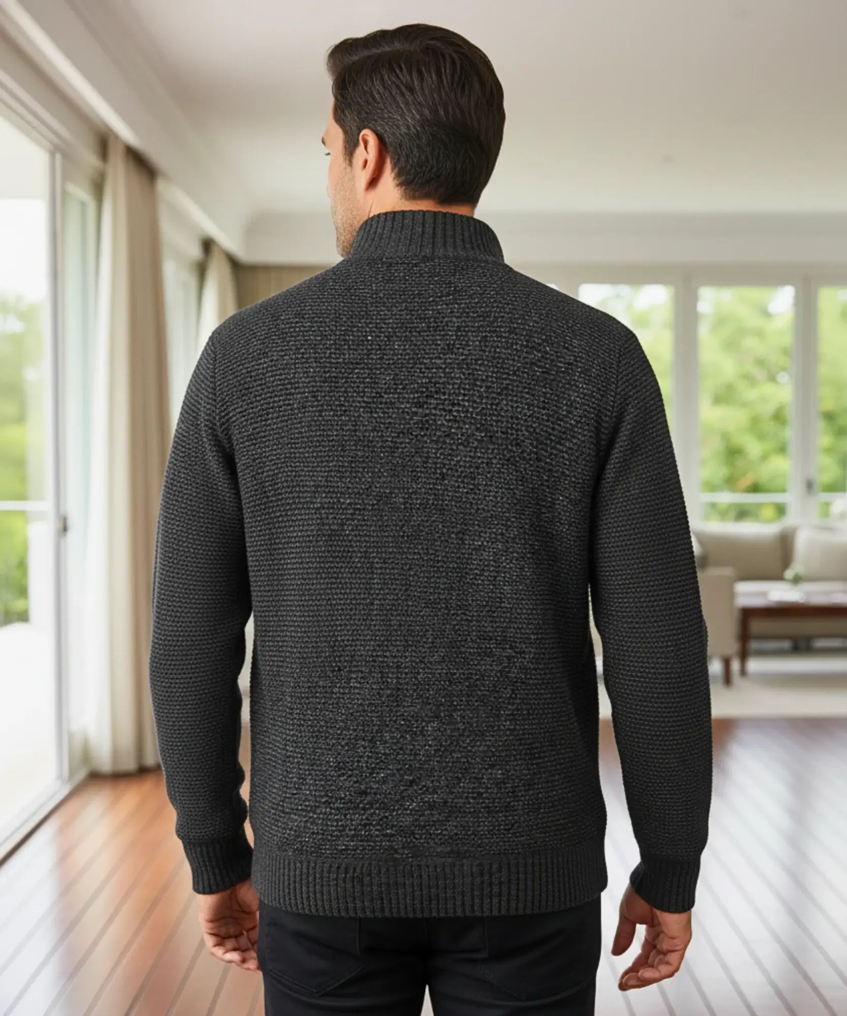 Comprar jaqueta masculina tricot matelassê zíper forro acolchoado quente confortável inverno casual barata ou em promoção