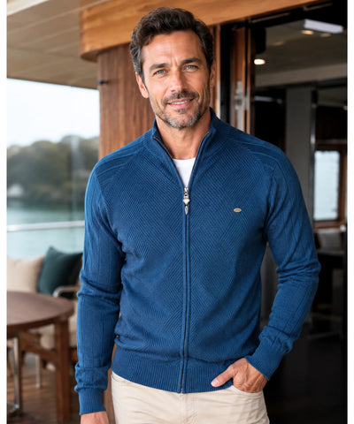 Comprar jaqueta masculina tricot texturizada com zíper para looks casuais elegantes no inverno com conforto e caimento impecável ANELLIMN