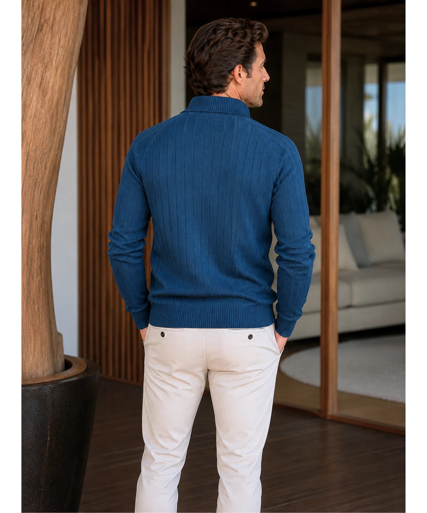 Comprar jaqueta masculina tricot texturizada com zíper para looks casuais elegantes no inverno com conforto e caimento impecável ANELLIMN