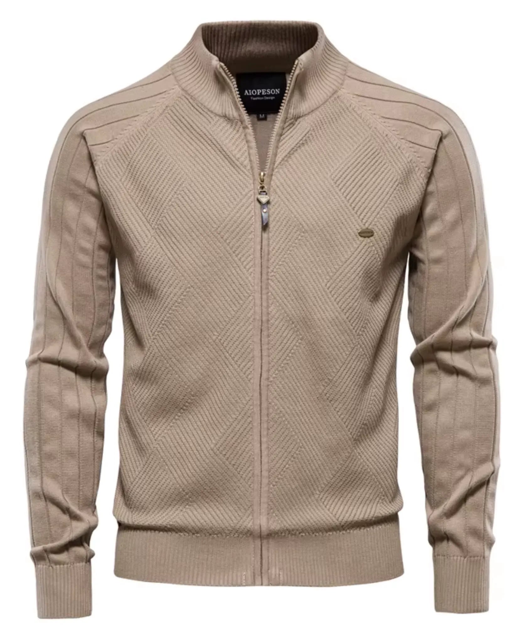 Comprar jaqueta masculina tricot texturizada com zíper para looks casuais elegantes no inverno com conforto e caimento impecável ANELLIMN
