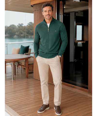 Comprar jaqueta masculina tricot texturizada com zíper para looks casuais elegantes no inverno com conforto e caimento impecável ANELLIMN