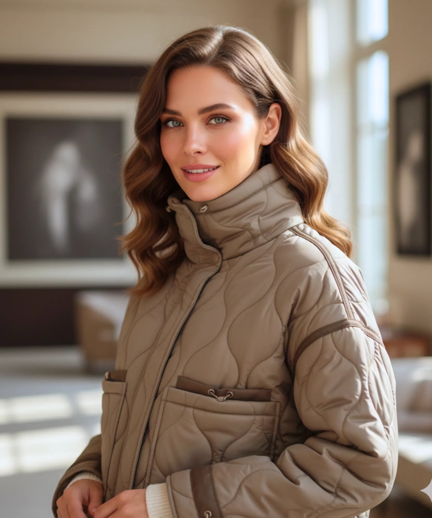 Jaqueta Puffer Feminina Acolchoada Oversized Inverno Anellimn