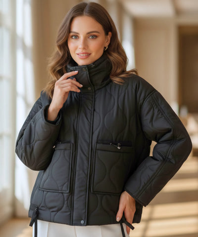 Comprar jaqueta puffer feminina preto acolchoada oversized zíper bolsos quentinha inverno em promoção ZARA


