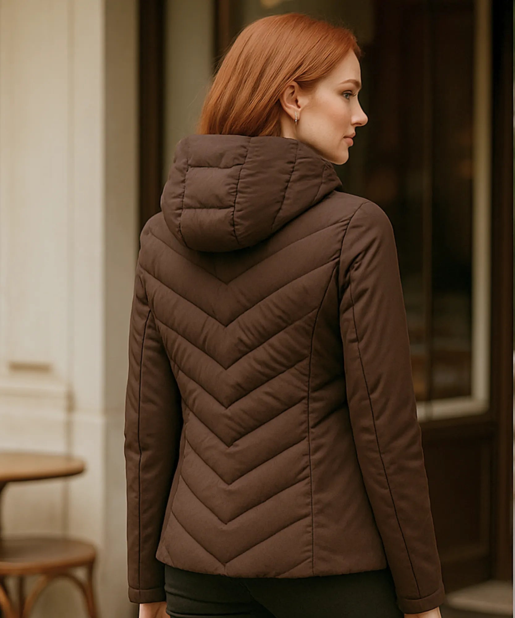 Jaqueta Puffer Feminina Acolchoada Capuz Inverno Anellimn