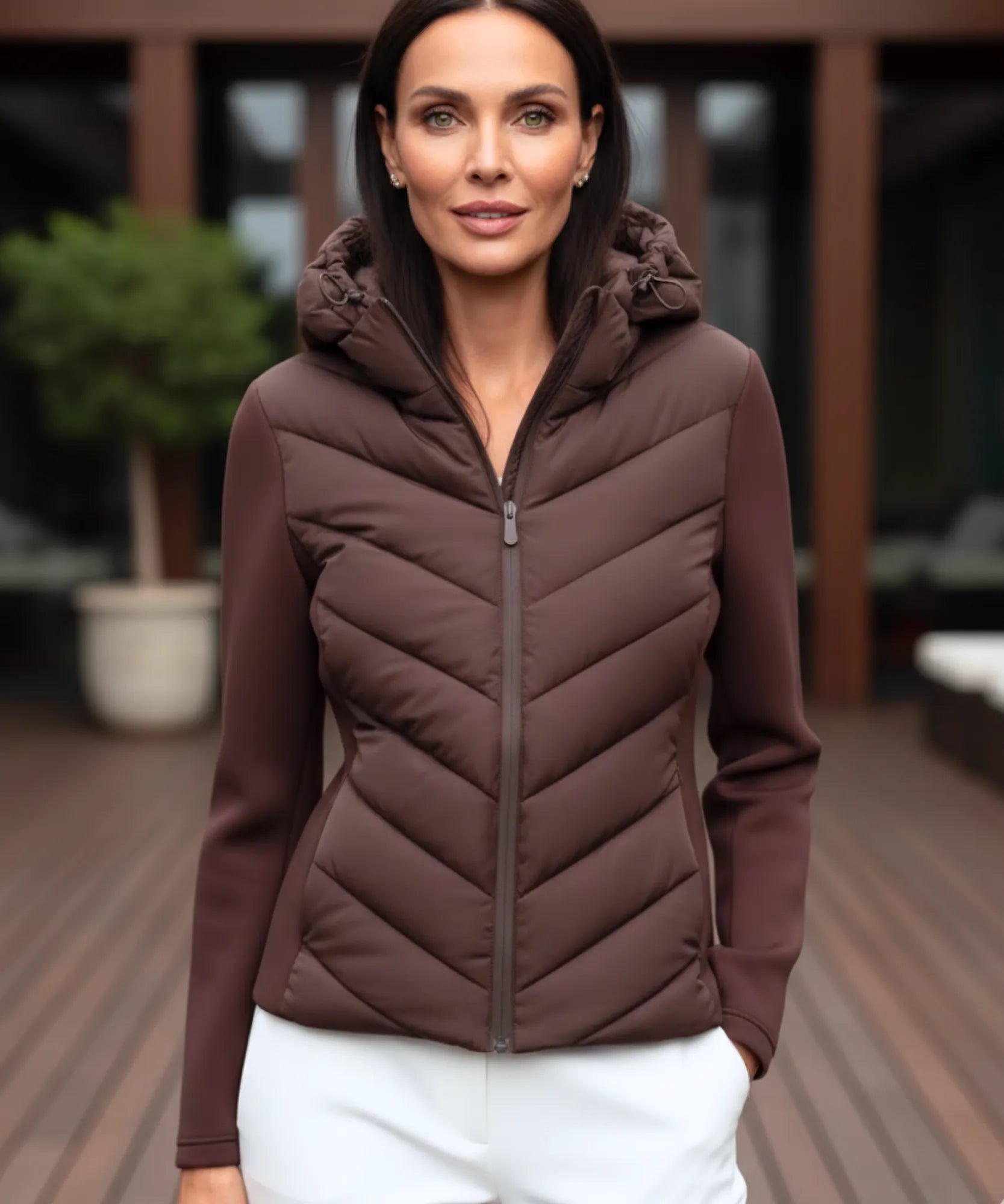 Comprar Jaqueta Puffer Feminina Poliamida Acolchoada Capuz Impermeável Inverno Térmica em promoção ZARA
