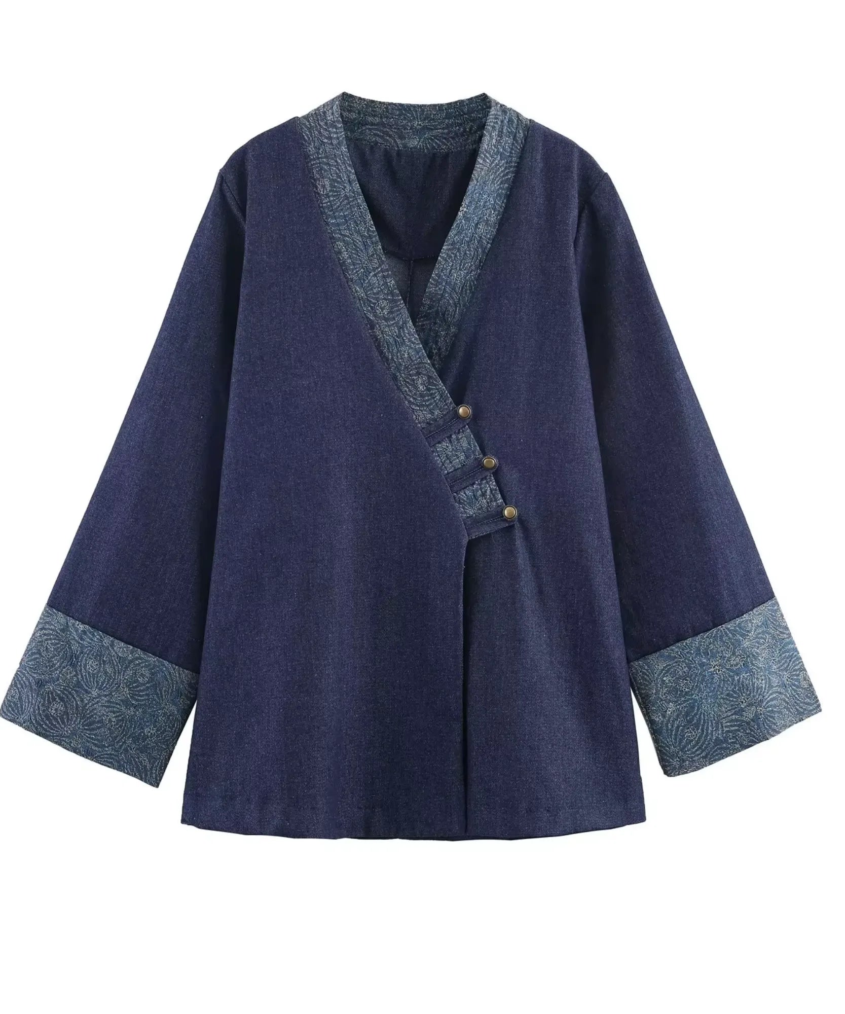 Comprar kimono jeans feminino manga morcego em promoção Anellimn