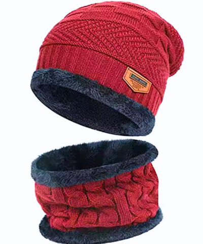 Comprar kit gorro feminino cachecol gola tricot forro pelúcia inverno conjunto 2 peças patch couro promoção ZARA