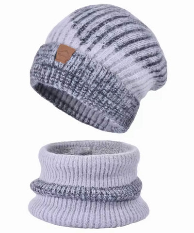 Comprar kit touca e cachecol feminino tricot oversized forro veludo gola circular inverno 2 peças barata em promoção ANELLIMN  