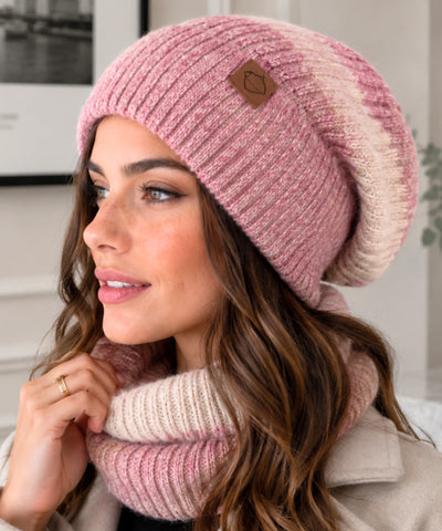 Comprar kit touca e cachecol feminino tricot oversized forro veludo gola circular inverno 2 peças barata em promoção ANELLIMN  