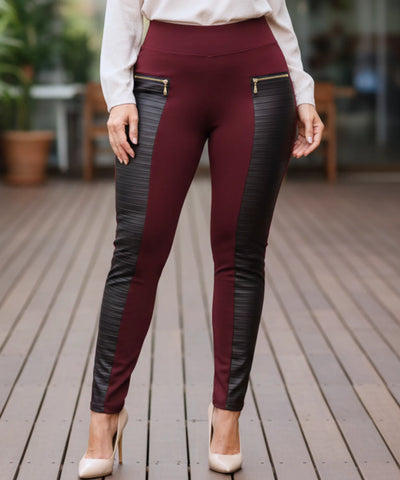 Comprar legging montaria feminina couro sintético texturizado zíper dourado cintura alta em promoção ZARA