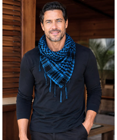 Comprar lenço xadrez masculino com franjas cachecol quadrado 98x98 cm leve respirável estilo urbano barato em promoção ANELLIMN