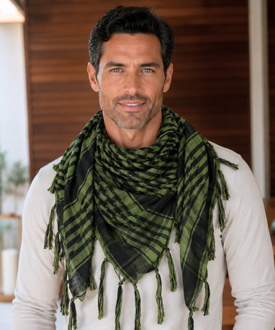 Comprar lenço xadrez masculino com franjas cachecol quadrado 98x98 cm leve respirável estilo urbano barato em promoção ANELLIMN