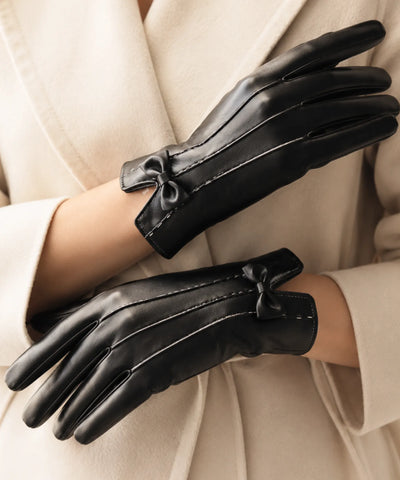 Comprar luva feminina de frio com pelo camurça touchscreen detalhe dourado inverno elegante em promoção ANELLIMN