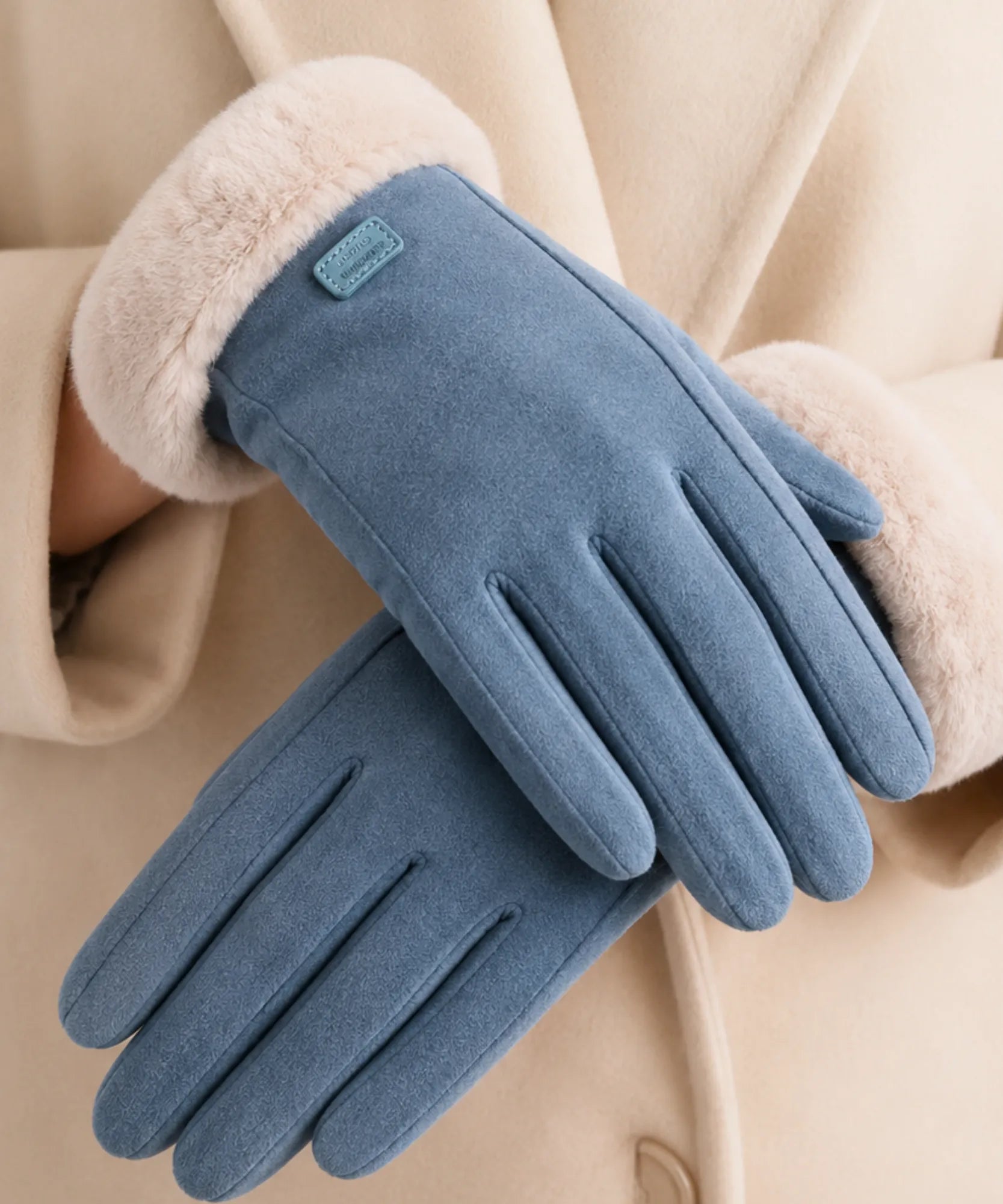 Comprar luva de frio feminina suede forro pelúcia inverno elegante barata em promoção ANELLIMN