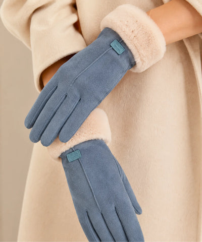 Comprar luva de frio feminina suede forro pelúcia inverno elegante barata em promoção ANELLIMN