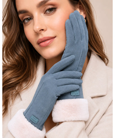 Comprar luva de frio feminina suede forro pelúcia inverno elegante barata em promoção ANELLIMN