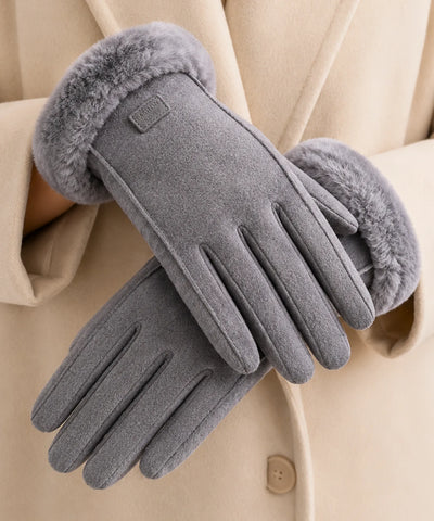 Comprar luva de frio feminina suede forro pelúcia inverno elegante barata em promoção ANELLIMN