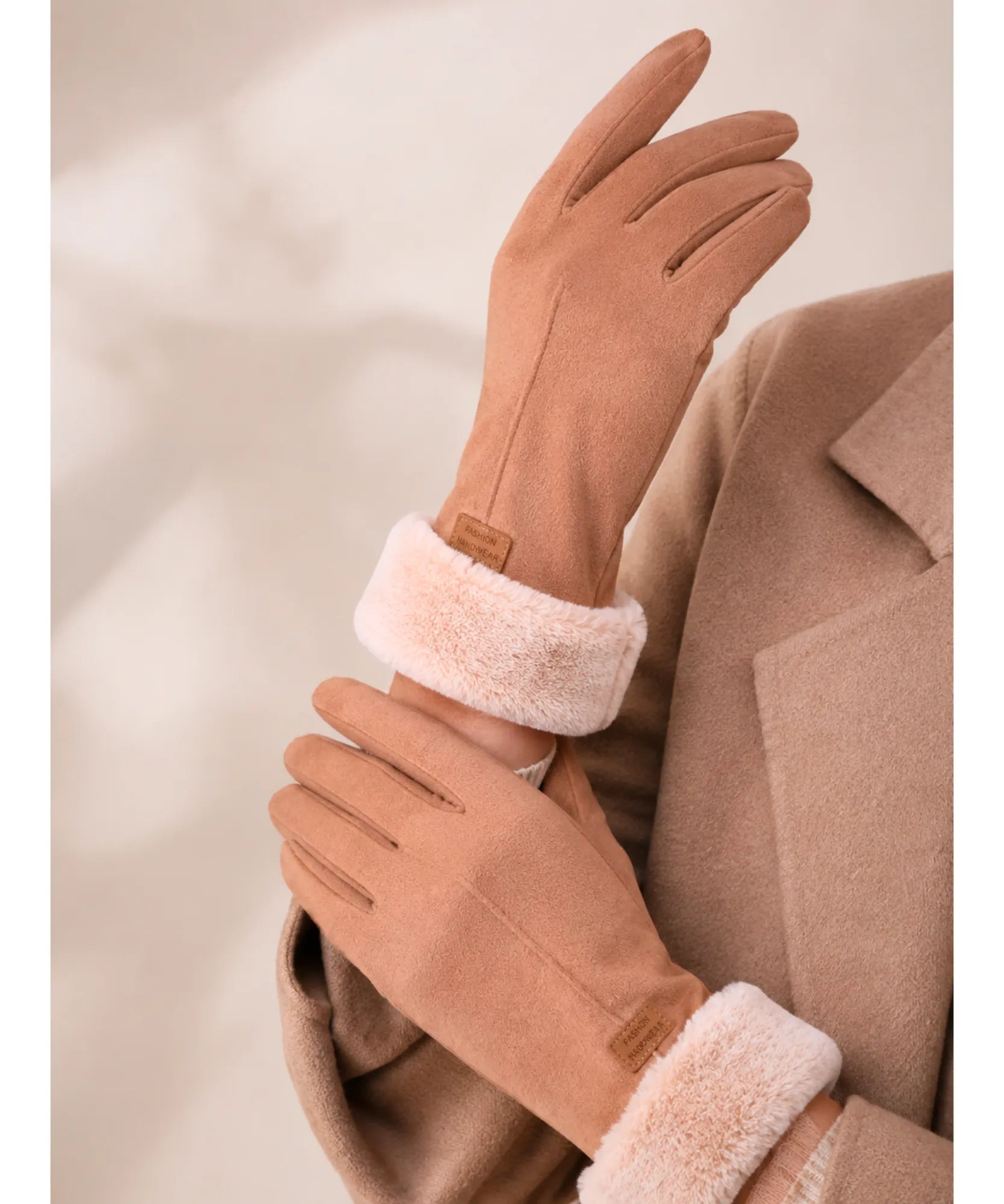Comprar luva de frio feminina suede forro pelúcia inverno elegante barata em promoção ANELLIMN