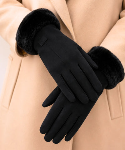 Comprar luva de frio feminina suede forro pelúcia inverno elegante barata em promoção ANELLIMN