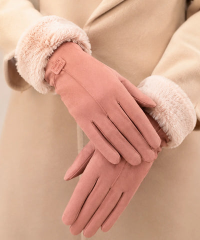 Comprar luva de frio feminina suede forro pelúcia inverno elegante barata em promoção ANELLIMN