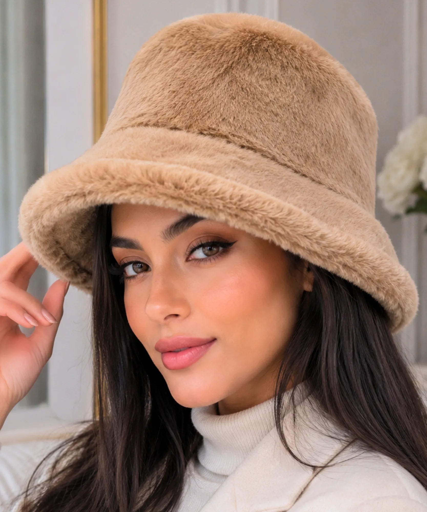 Comprar chapéu bucket feminino plush pelúcia premium macio proteção solar em promoção ANELLIMN