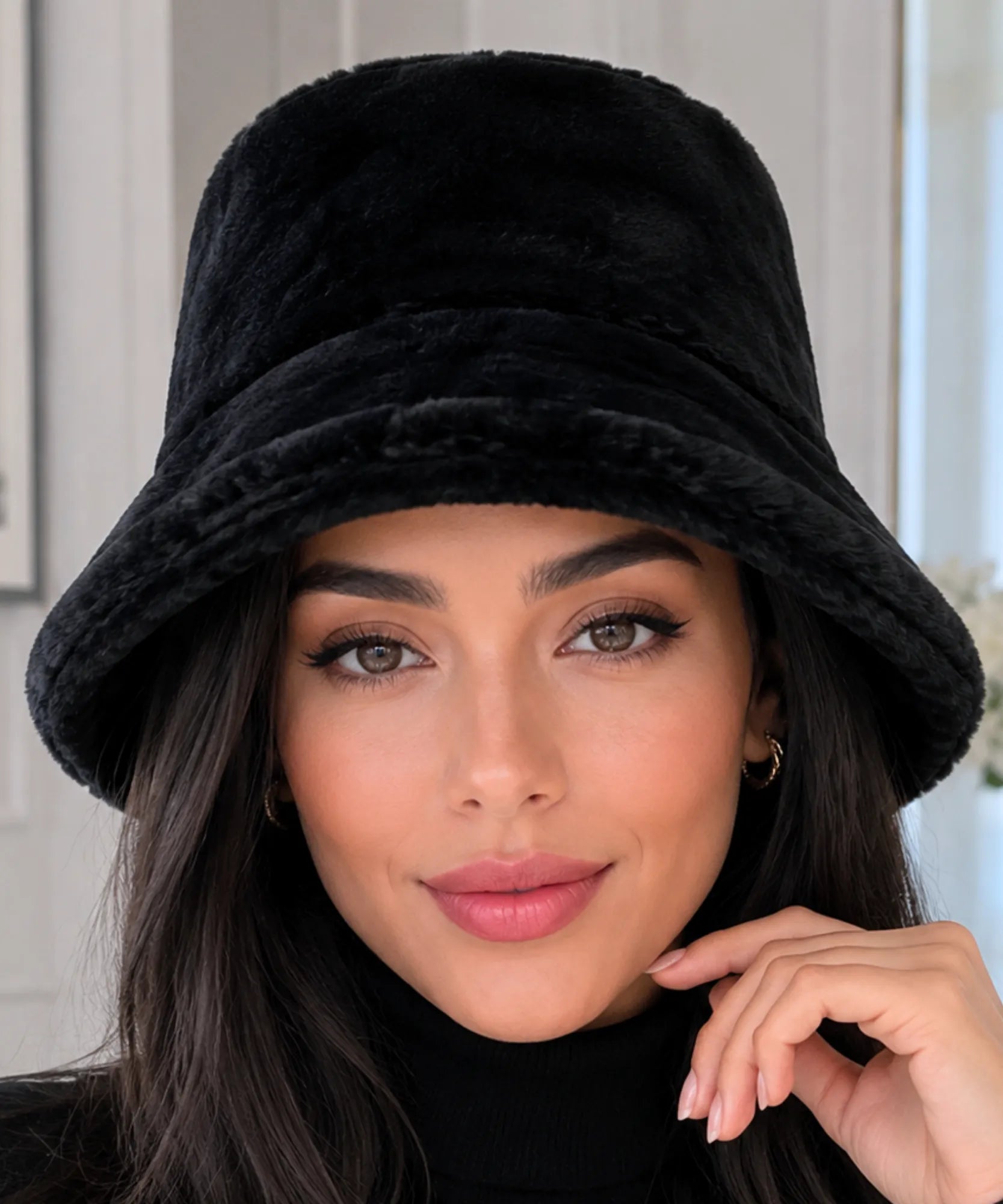 Comprar chapéu bucket feminino plush pelúcia premium macio proteção solar em promoção ANELLIMN