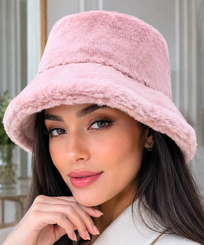 Comprar chapéu bucket feminino plush pelúcia premium macio proteção solar em promoção ANELLIMN