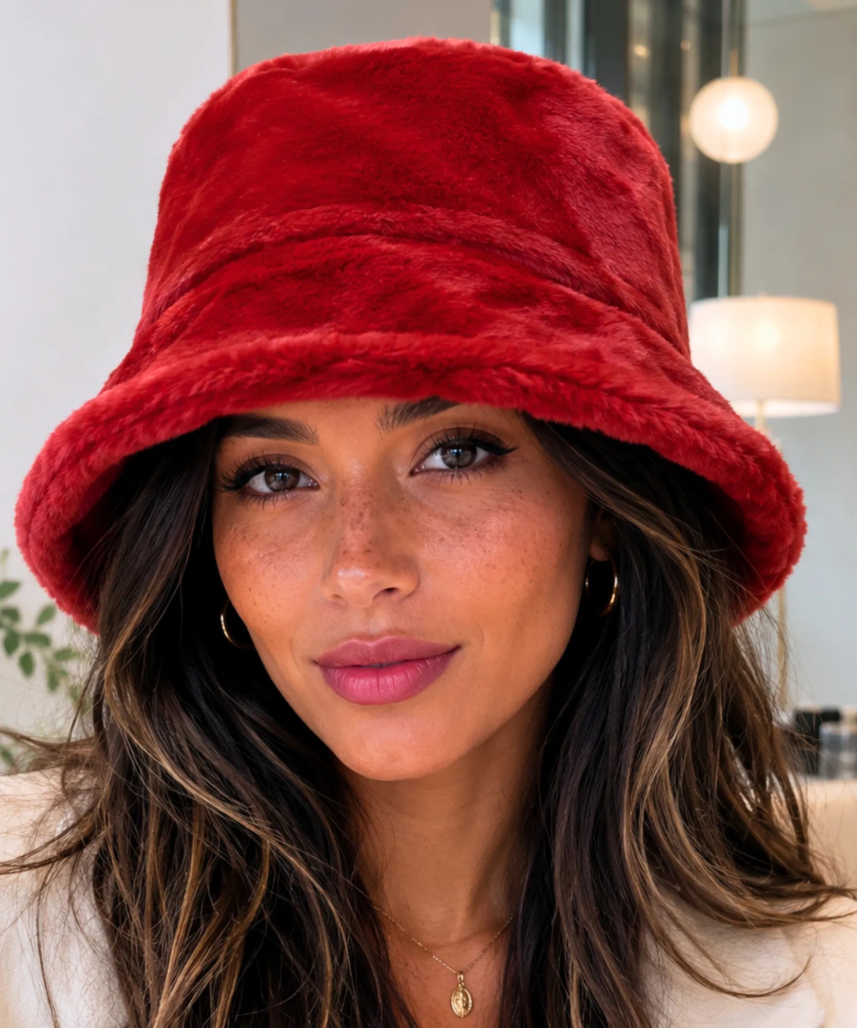 Comprar chapéu bucket feminino plush pelúcia premium macio proteção solar em promoção ANELLIMN